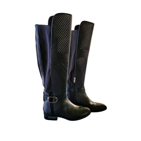 Vince Camuto VC-Pordalia Black Quilted Knee-High Riding Boots Women’s 7M - Picture 2 of 10